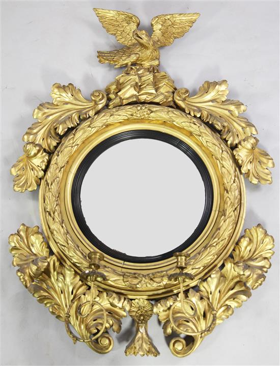 A Regency gilt wood and gesso girandole, 3ft 7in. x 2ft 5in.